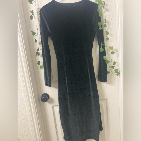 Womens Wrap V Neck Long Sleeve Velvet Bodycon Ruched Cocktail Party Wedding - Picture 2 of 5